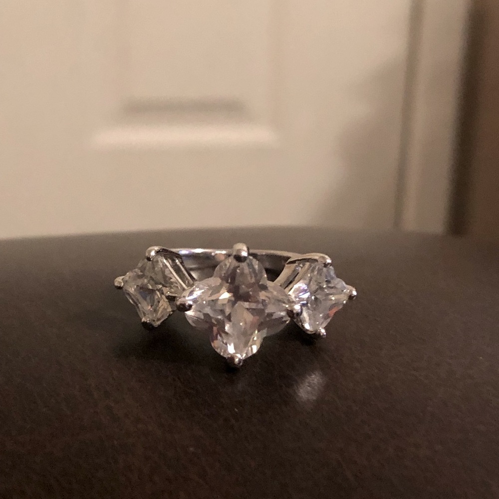 Suzanne Somers Sterling Silver 3 stone CZ ring